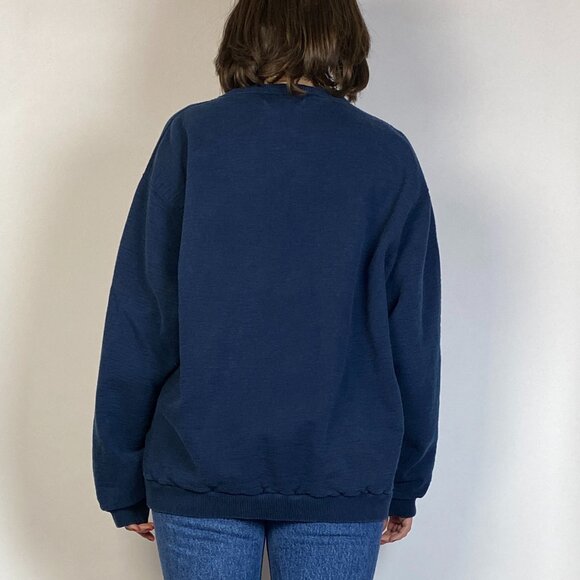 Vintage 1980s Navy Blue COTTAGE CORE Quilted STAR Sweateshirt! Large, Quilt - Picture 7 of 8